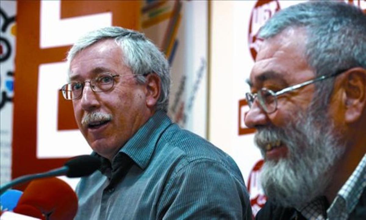 Toxo (esquerra) i Méndez, en una roda de premsa el maig passat.