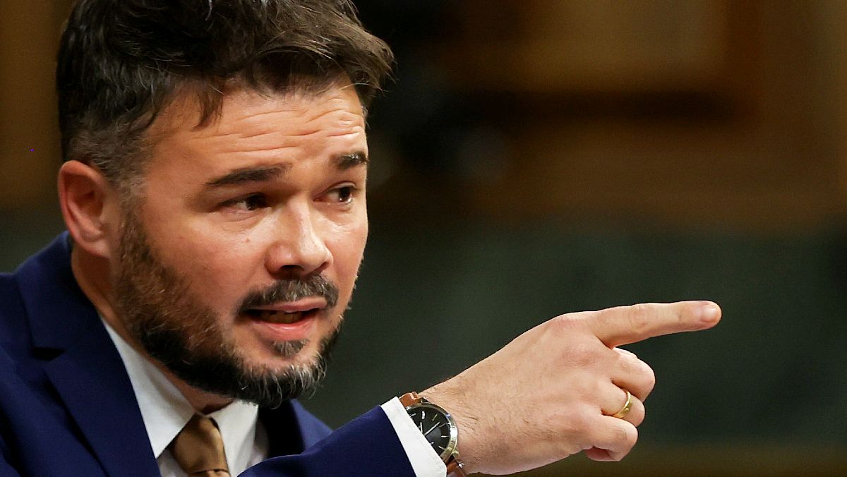 Gabriel Rufián, durante su intervención durante la moción de censura presentada por Vox.