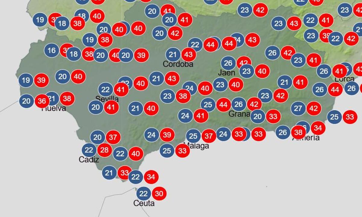 Temperaturas previstas para la jornada del miércoles 22