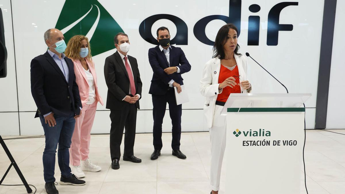 La secretaria de Estado de Transportes, la gallega Isabel Pardo de Vera, en una visita a Vigo en 2021 como presidenta de Adif