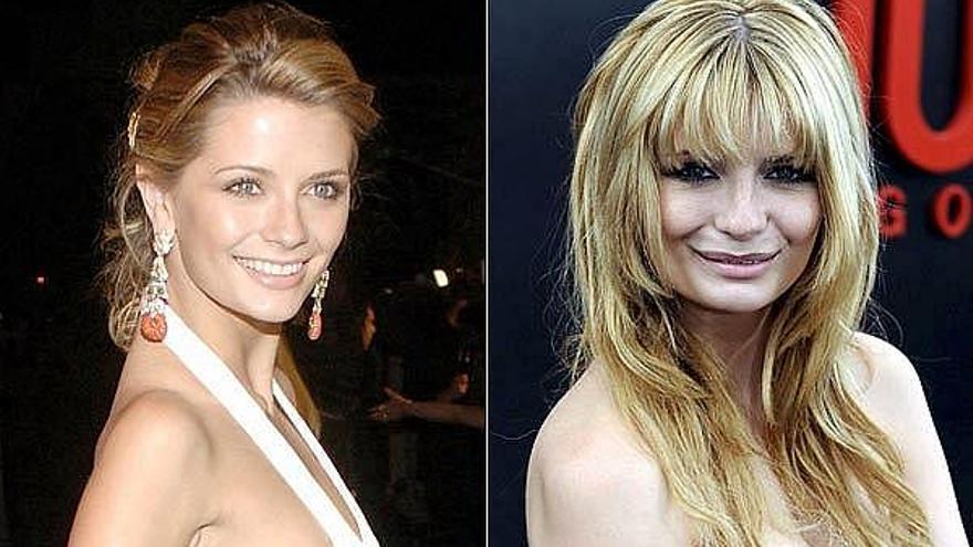 Mischa Barton antes (izda) y después (drcha) de la aparición de ayer.