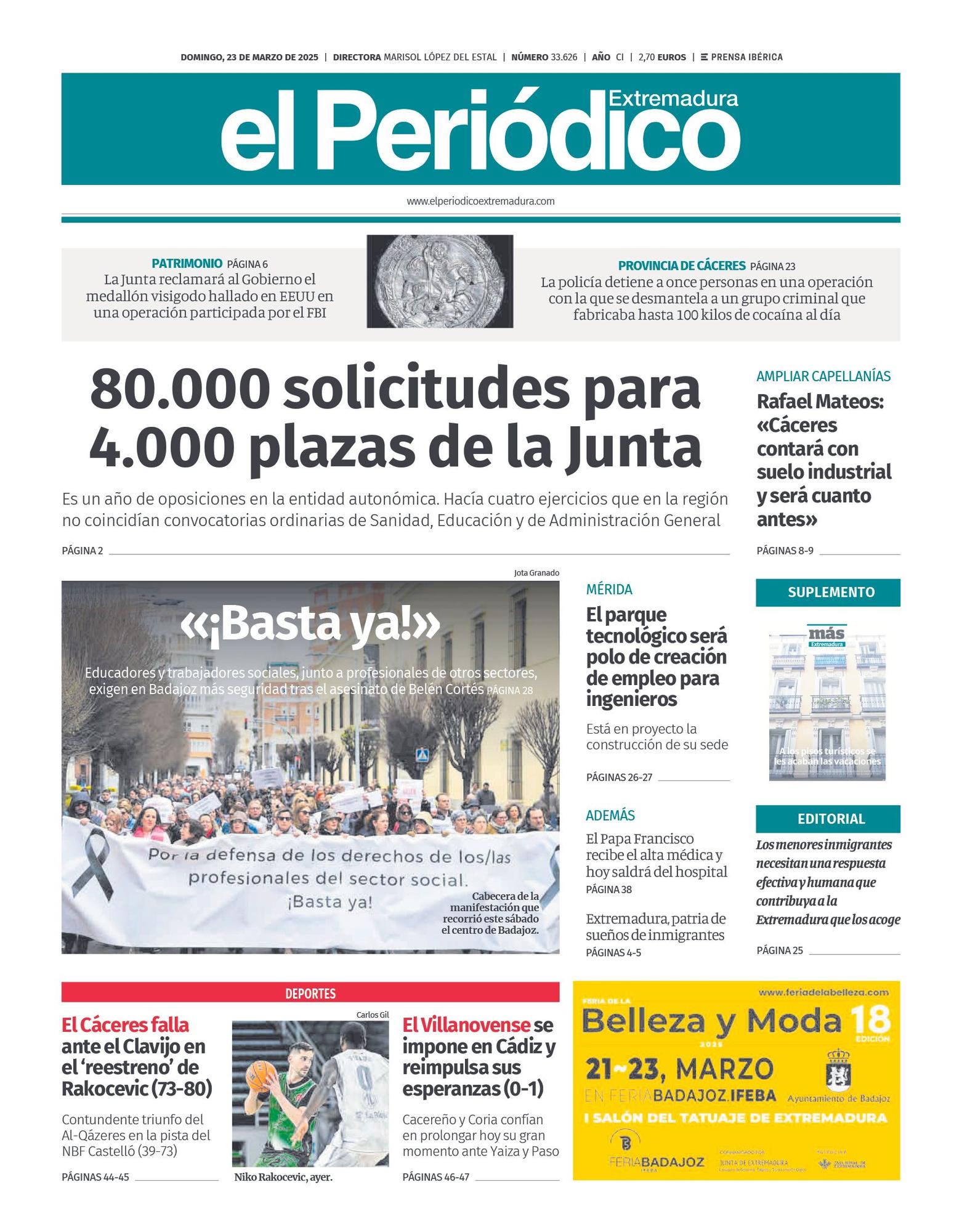 Consulta la portada correspondiente al día 23 de marzo de 2025