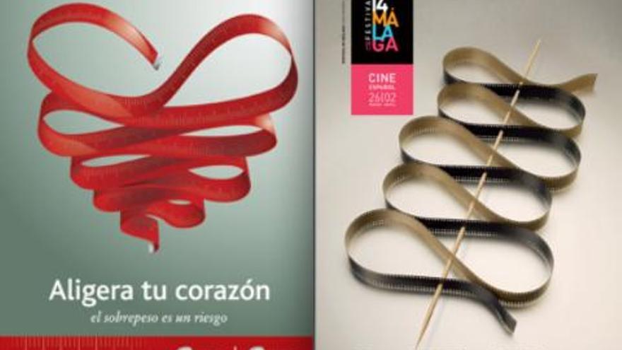 El cartel de la Semana del Corazón de Madrid y el del Festival de Cine de Málaga.