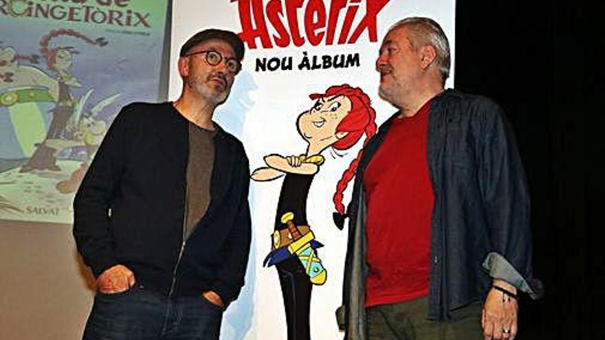 Jean-Yves Ferri i Didier Conrad, ahir a Barcelona.