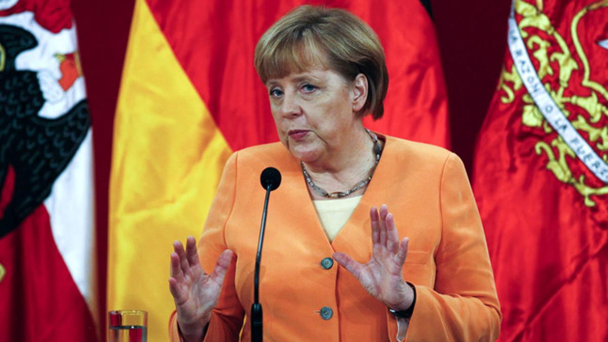 Angela Merkel este sábado durante una conferencia en Chile
