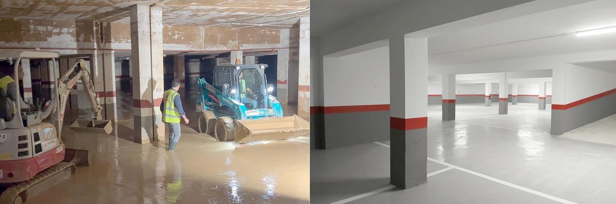 Varios momentos de los trabajos de reconstrucción tras la dana de Valencia.