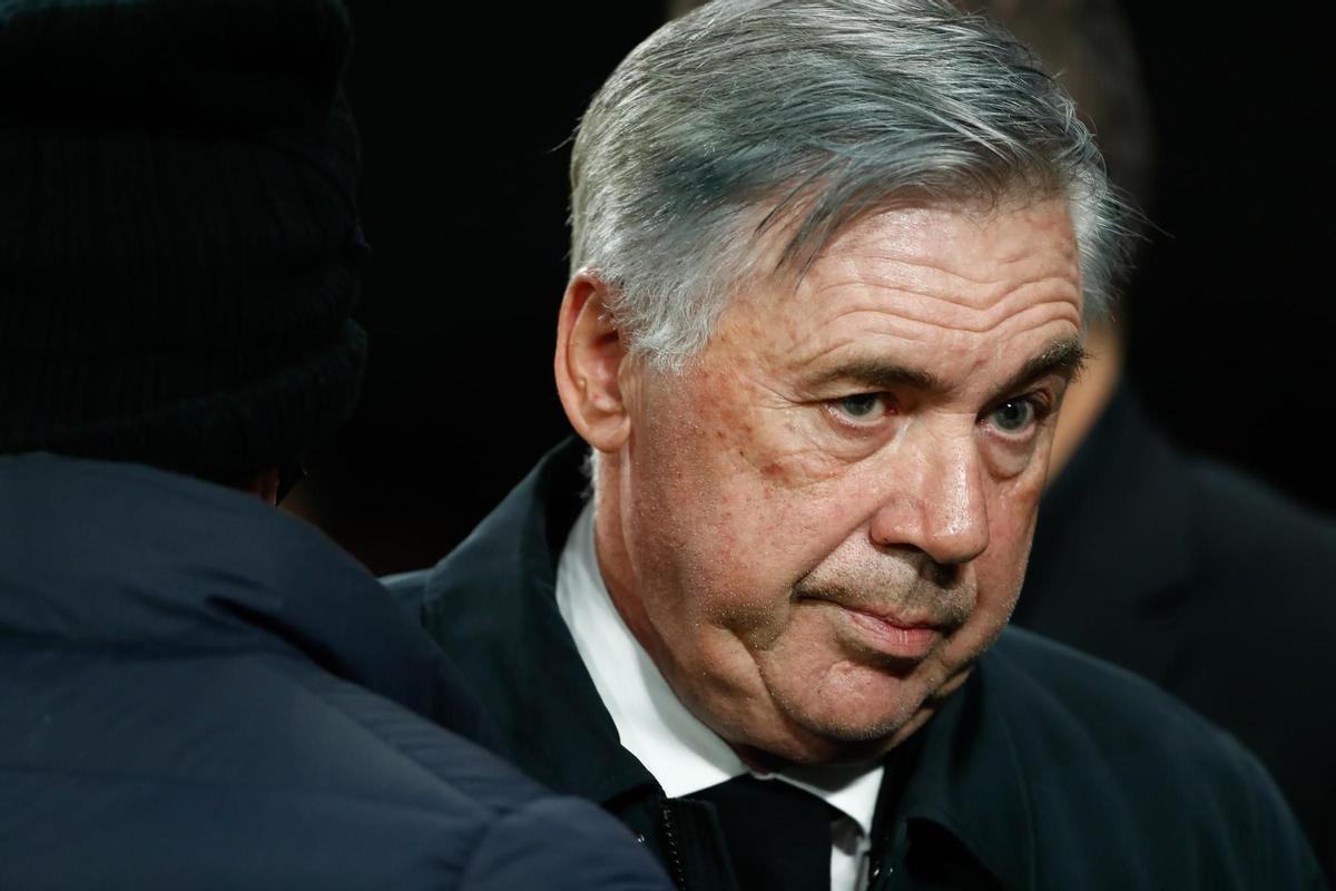 Carlo Ancelotti, coach of Real Madrid, looks on during the Spanish League, La Liga Santander, football match played between Real Madrid and Cadiz CF at Santiago Bernabeu stadium on December 19, 2021, in Madrid, Spain.