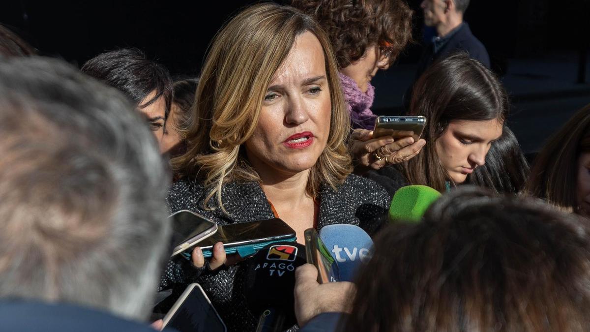 La ministra de Educación, Pilar Alegría, este viernes en Zaragoza.