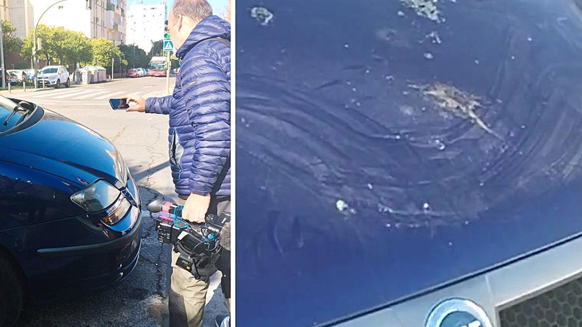 Imagen del coche donde cayó el joven tras ser apuñalado.