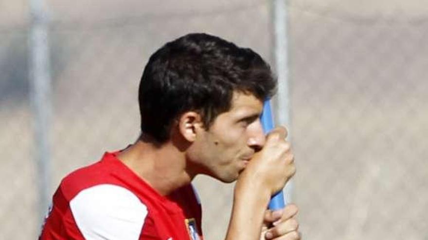 Borja, durante una sesión de pretemporada con el Atlético. / j. a. garcía