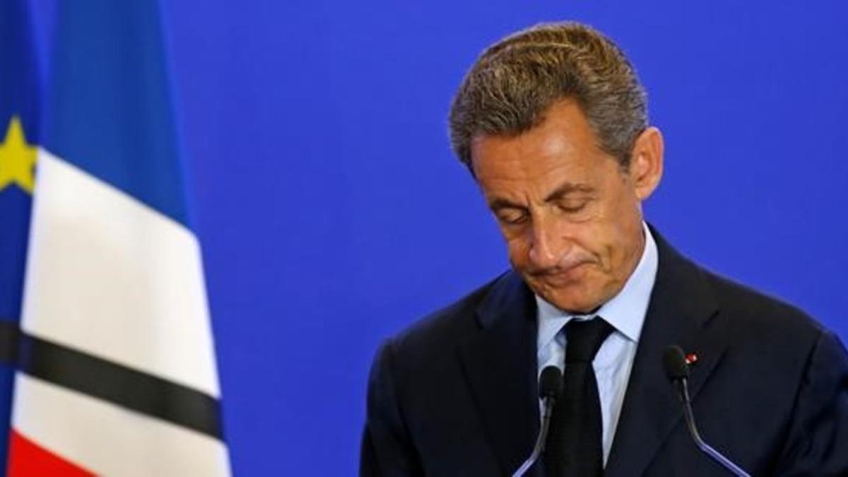 El expresidente francés Nicolas Sarkozy, en su comparecencia tras el asesinato del sacerdote en Saint-Etienne-du-Rouvray.