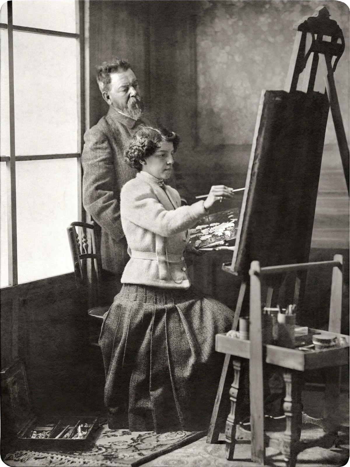 Joaquin Sorolla y su hija María en 1907.