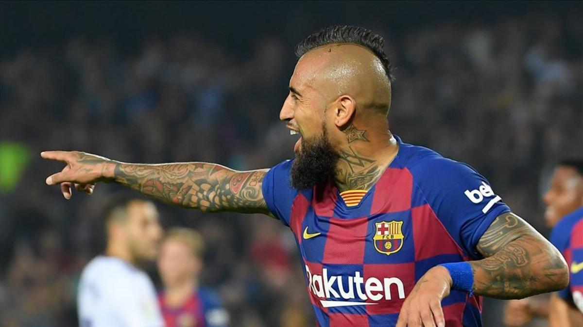 Vidal celebra el gol