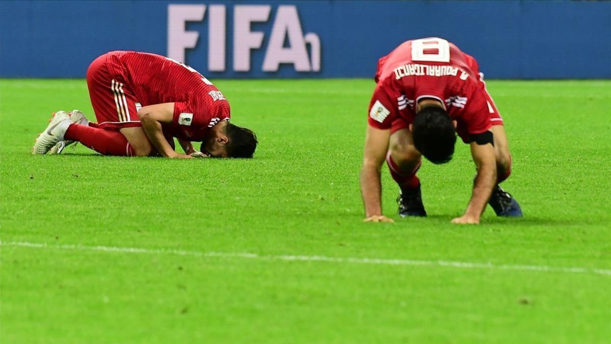 Milad Mohammadi reacciona ante la derrota 1-0 frente España