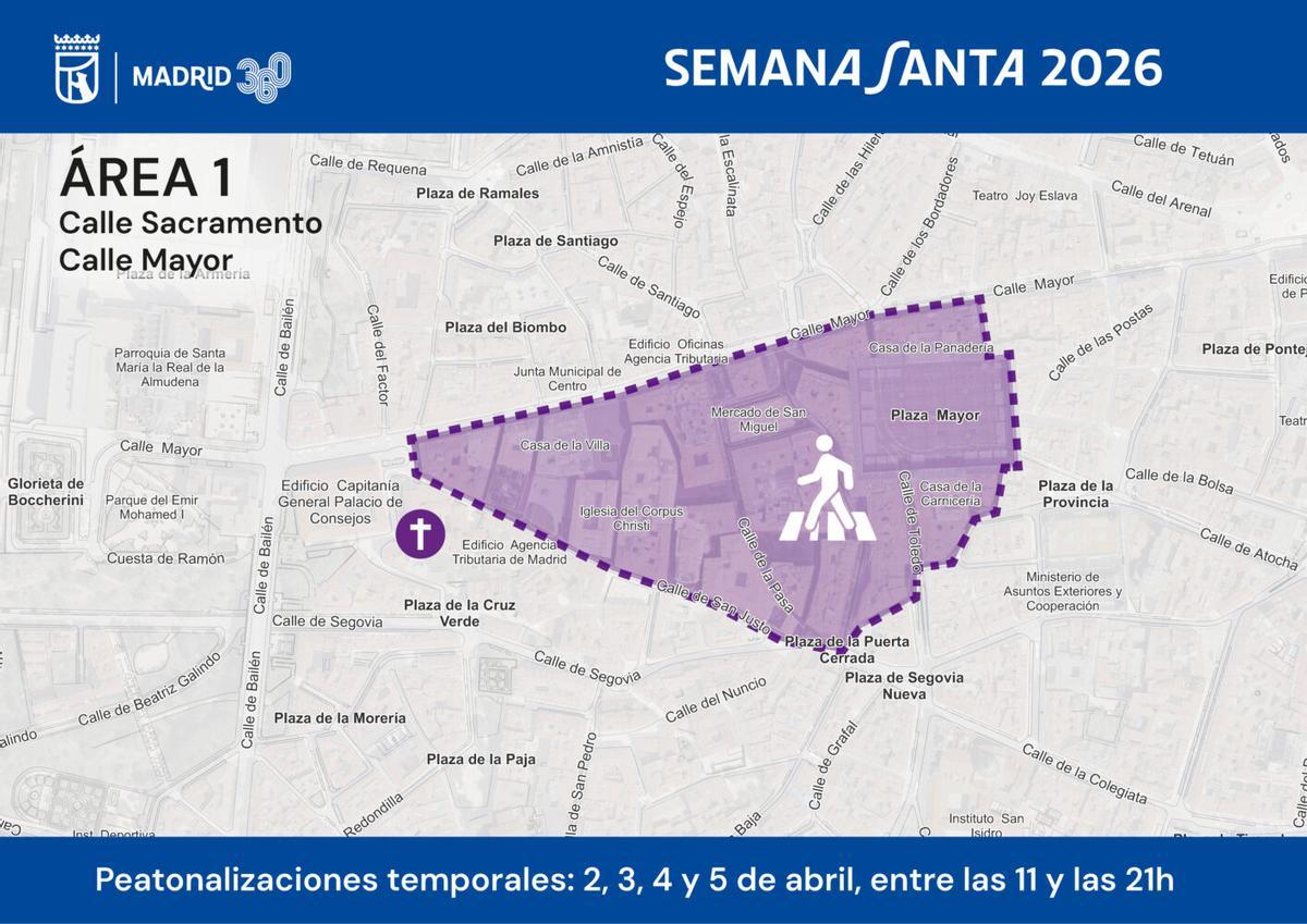 Área 1, de la calle de Sacramento a la calle Mayor.