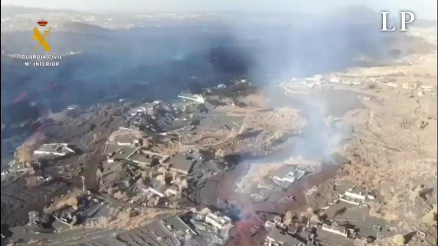 El volcán de La Palma en su día 14 de erupción