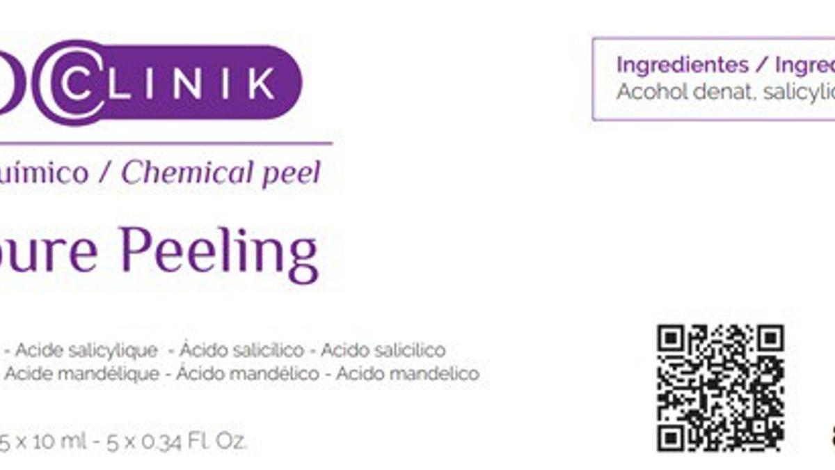 La AEMPS informa del cese de comercialización y retirada del mercado del cosmético TDC Clinik - Salipure Peeling Chemica