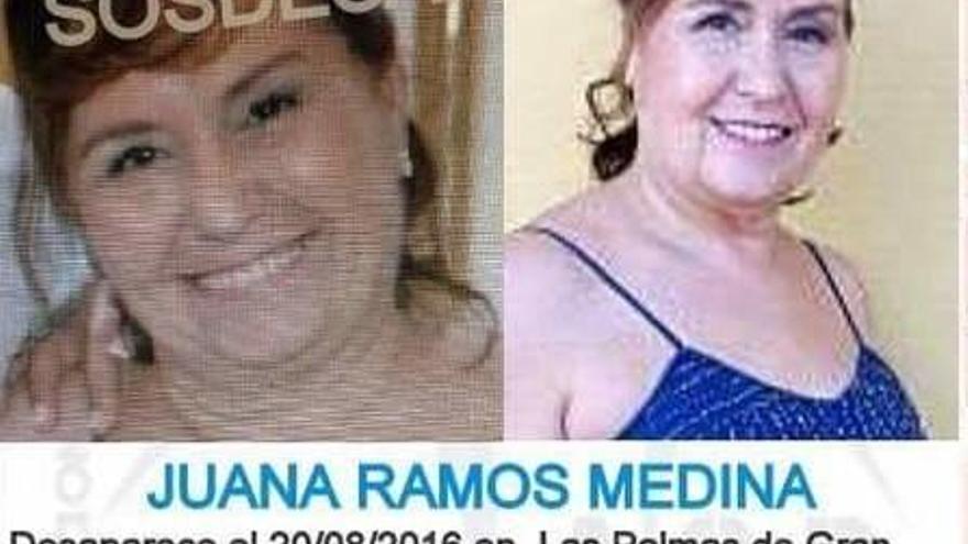 Cartel de alerta por la desparición de Juana Ramos Medina.