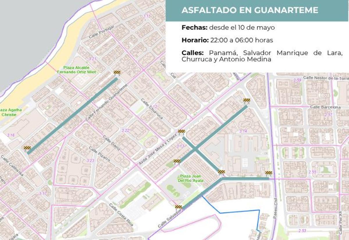 Asfaltado en Guanarteme a partir del 10 mayo