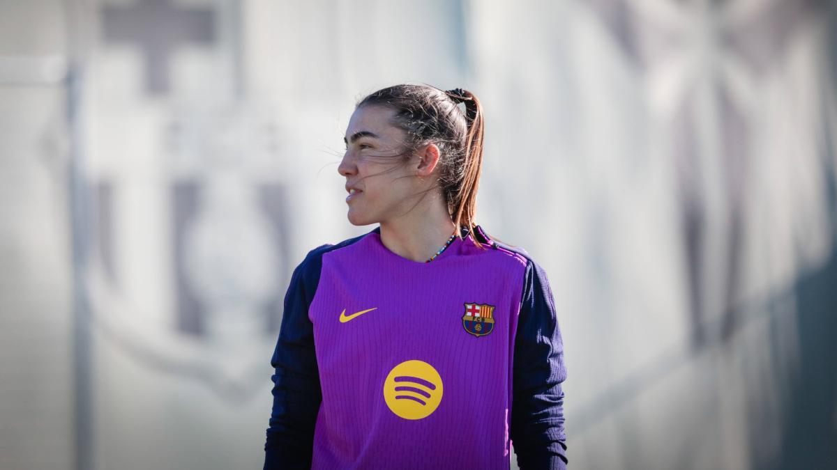 Patri Guijarro durante el entrenamiento del Barça