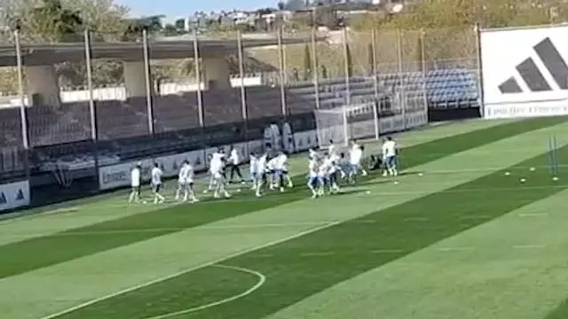 Último entrenamiento del Real Madrid antes de medirse al Bayern en la ida de cuartos.