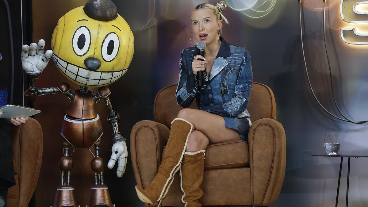 La actriz Millie Bobby Brown, durante la presentación de la película 'Estado eléctrico'