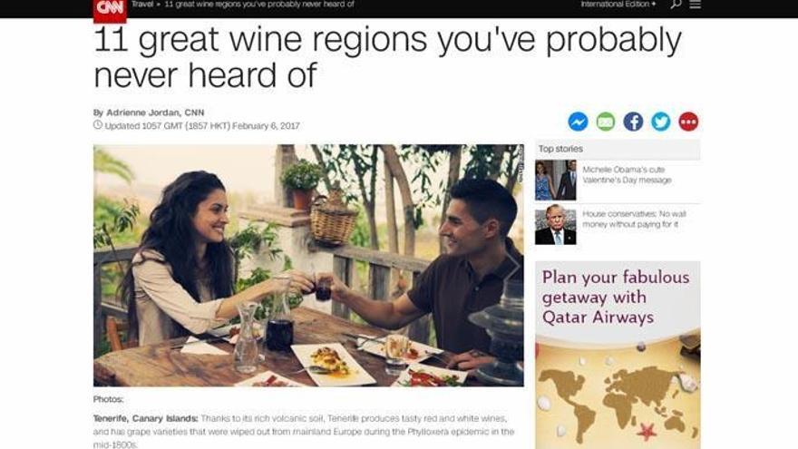 La CNN, en Estados Unidos, destaca los vinos canarios