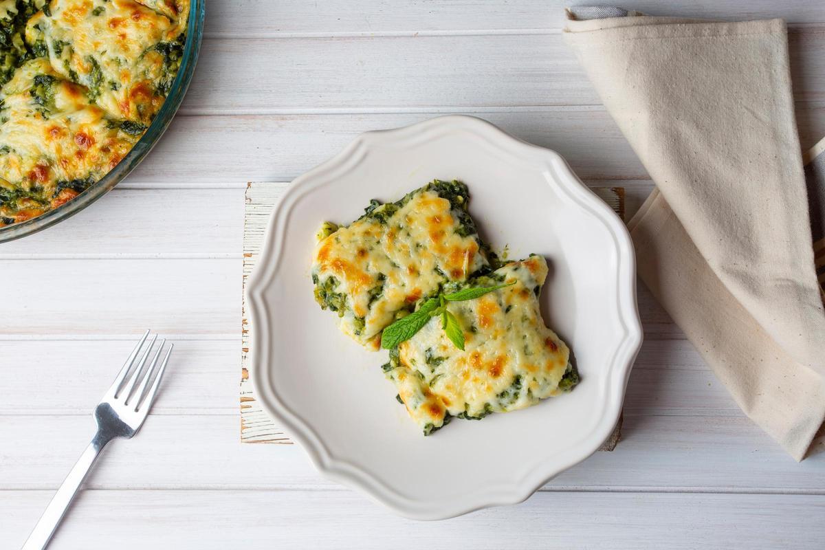 Espinacas gratinadas al horno.