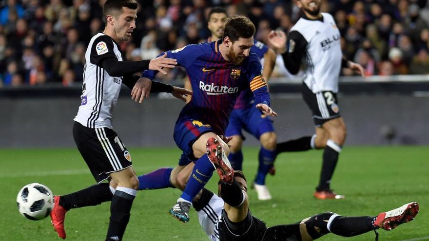 Messi, en el Valencia-Barça de la temporada pasada