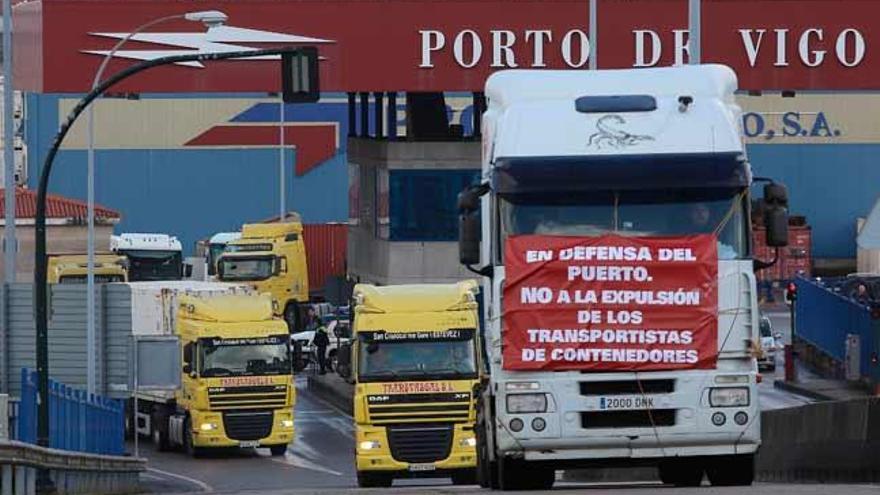 Protesta de los camiones el pasado 23 de febrero.//R. Grobas