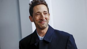 El actor Adrien Brody, durante la presentación este viernes en Madrid de The Brutalist, la película por la que recientemente ha ganado un Globo de Oro y es la máxima favorita a los Óscar. 