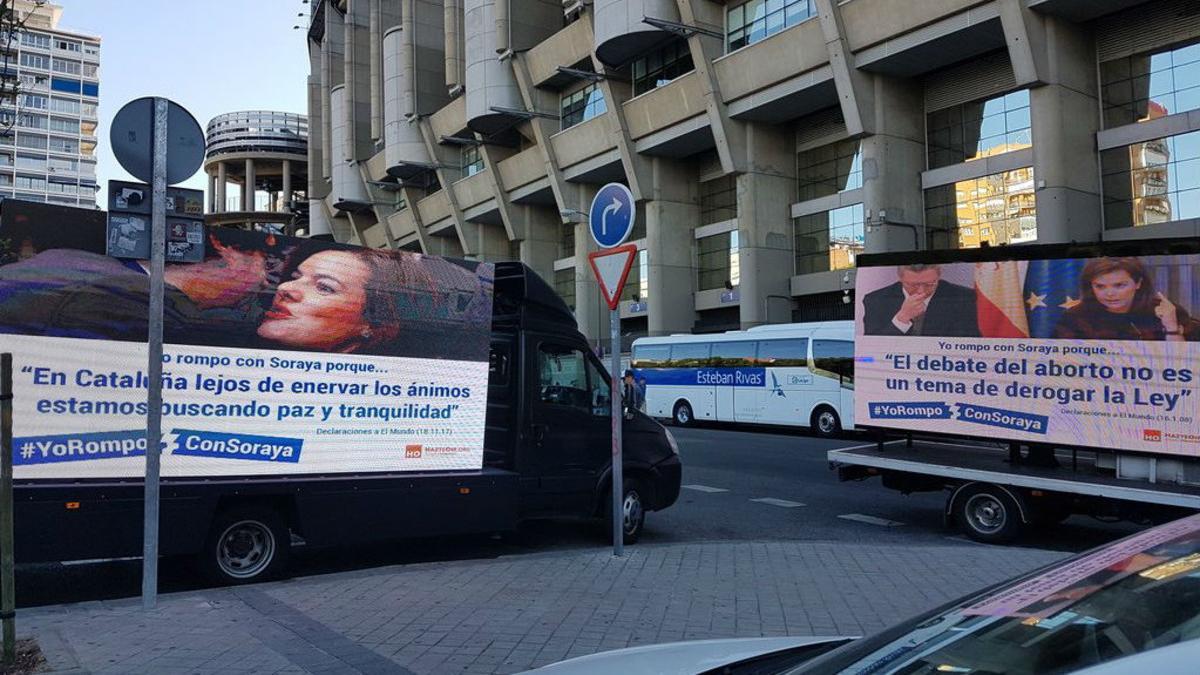 Las dos camionetas de HazteOir que circulan por Madrid