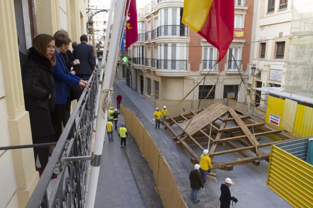 Montaje de la estructura de la bóveda del campanario de la Iglesia Santa María de Gracia de Cartagena