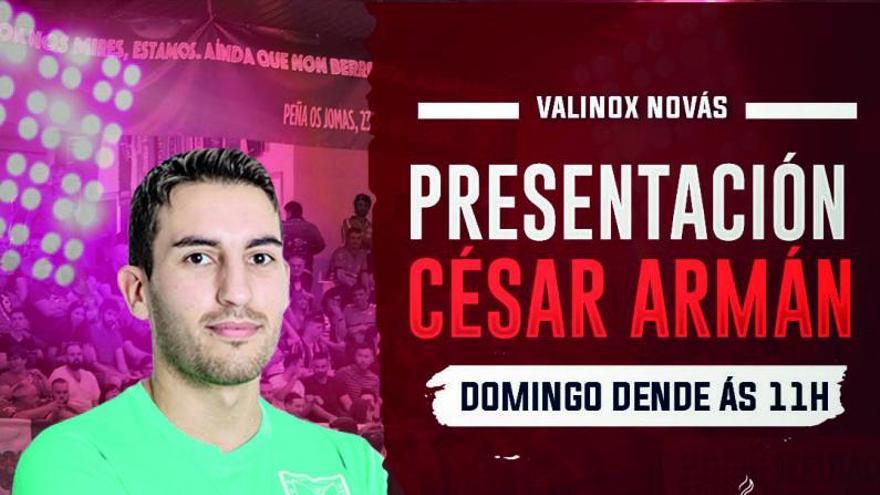 Anuncio del nombramiento como técnico de César Armán.