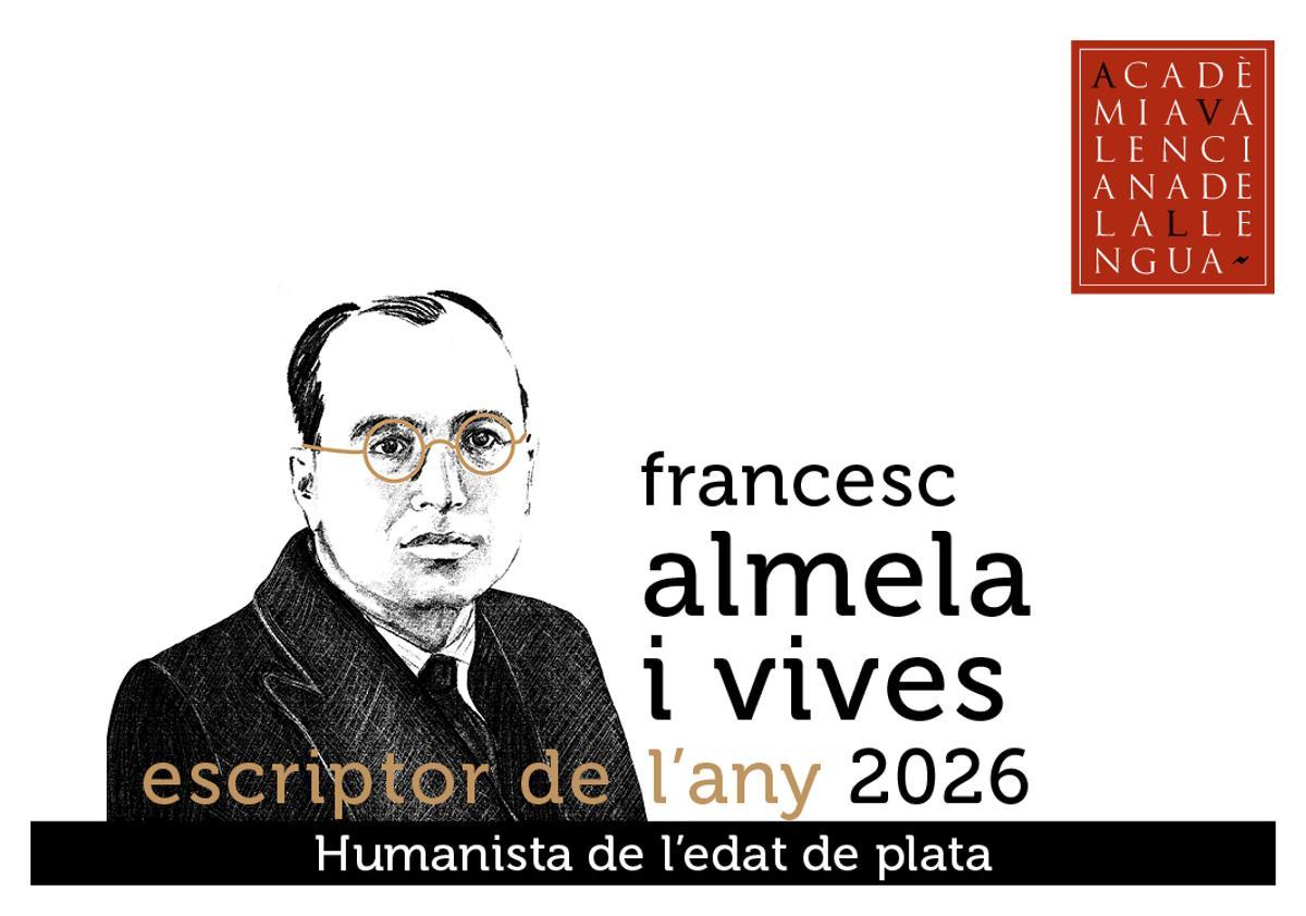 Cartell de l'AVL sobre l'Escriptor de l'Any 2026.