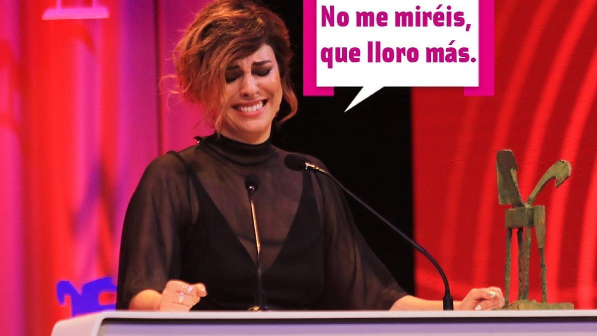 Blanca Suárez llorando al recoger su premio Ondas