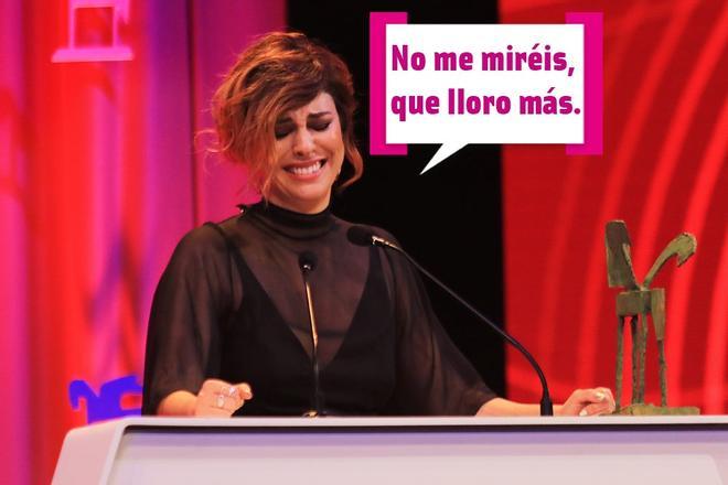 Blanca Suárez llorando al recoger su premio Ondas
