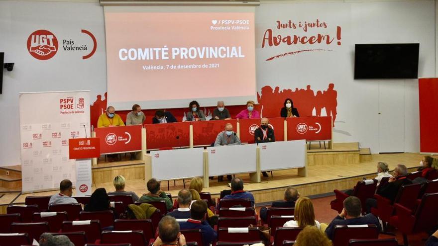 El PSPV celebra el Comité Provincial de Valencia en la sede de la UGT.