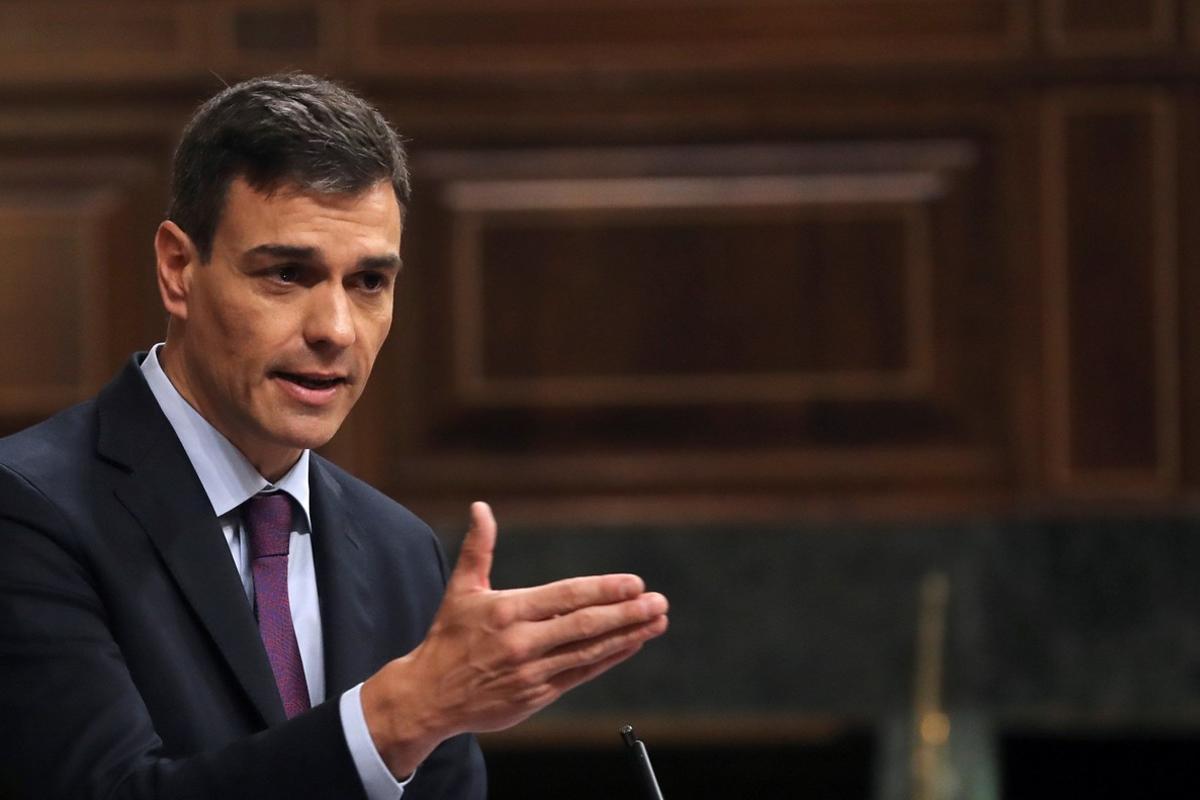 GRAF8641. MADRID, 27/06/2018.- El presidente del Gobierno, Pedro Sánchez, durante su comparecencia en el Congreso para informar de la posición que trasladará al primer Consejo Europeo al que asiste como jefe del Ejecutivo y que se inicia el jueves en Bruselas. EFE/Ballesteros