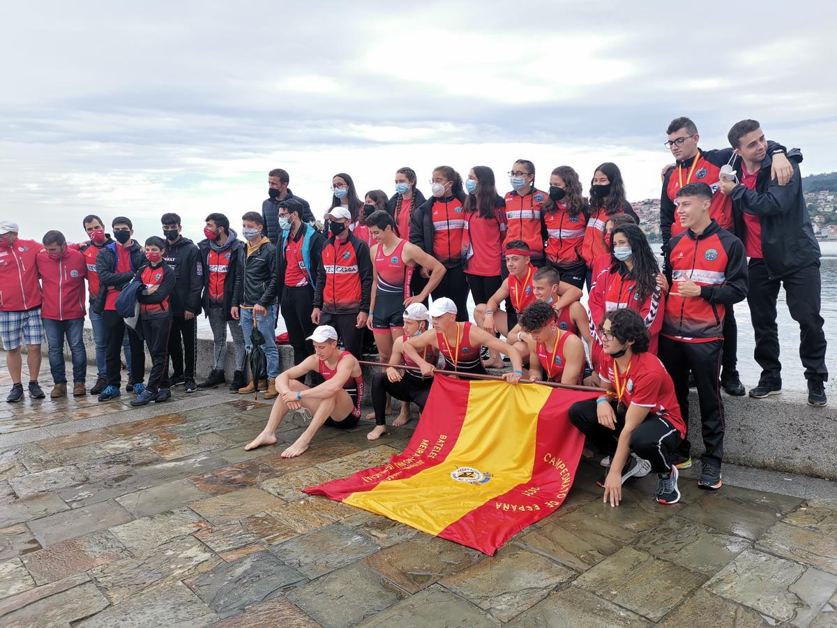 Los equipos de bateles de Bueu en el Campeonato de España.