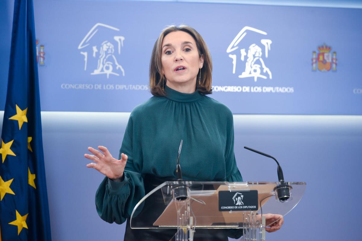 La secretaria del PP, Cuca Gamarra, el lunes 10 de marzo en el Congreso.