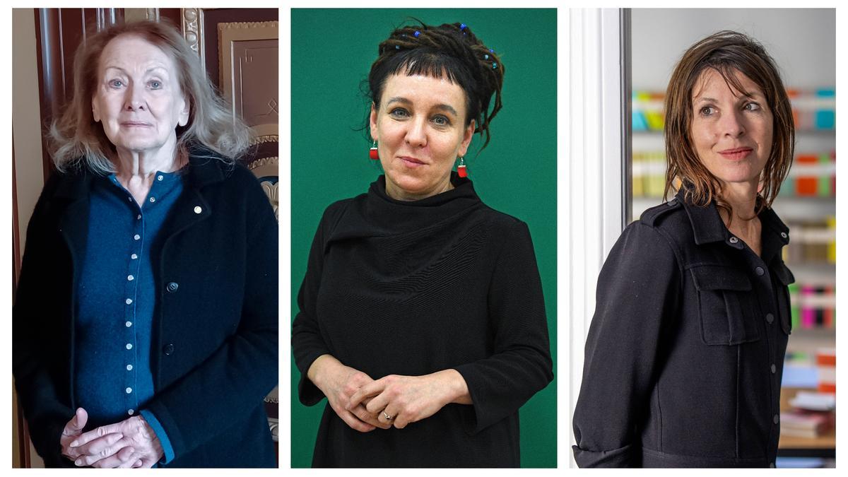 De izquierda a derecha, Annie Ernaux, Olga Tokarczuk y Rachel Cusk.