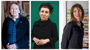 De izquierda a derecha, Annie Ernaux, Olga Tokarczuk y Rachel Cusk.