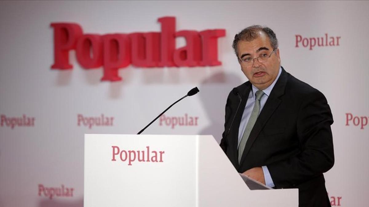 Ángel Ron, presidente del Banco Popular, en la presentación de los resultados del 2014.