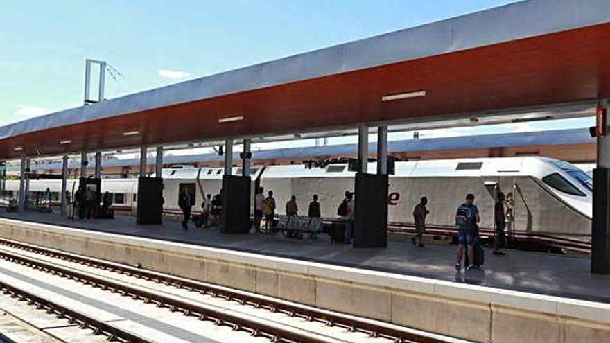 Viajeros en la estación de Zamora a punto de coger el AVE.