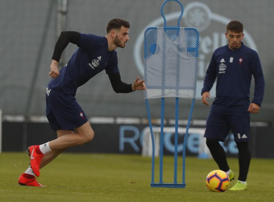 Primer entrenamiento de Hoedt en A Madroa