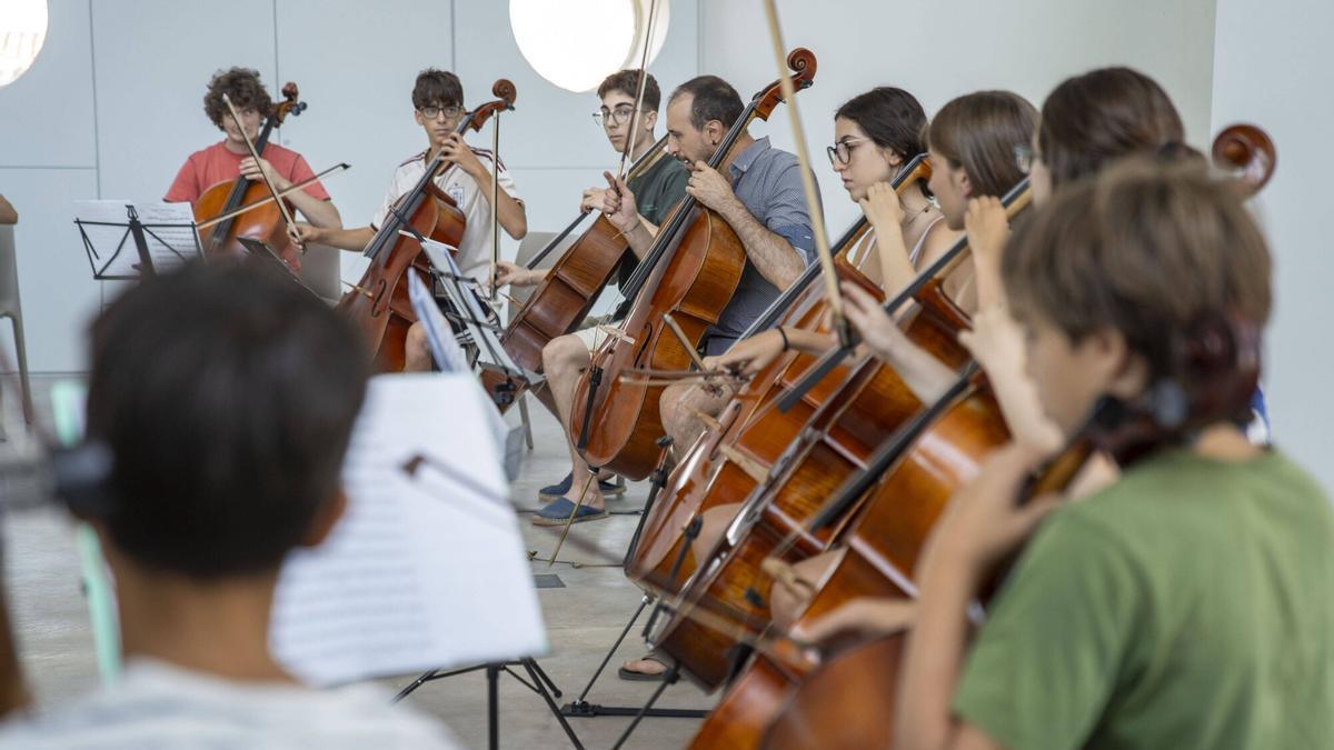 El grup de violoncels assaja a Can Comadran
