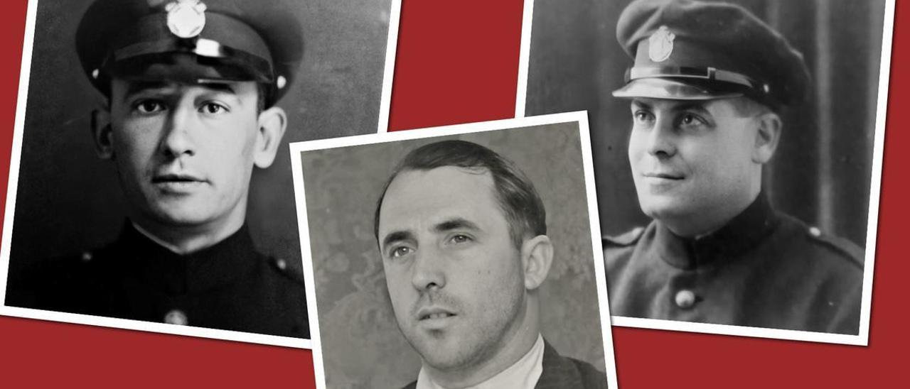 Eduard Antonio Añover, Jesús del Pueblo y Eugeni Riera, tres de los seis bomberos de Barcelona deportados a la Alemania nazi.