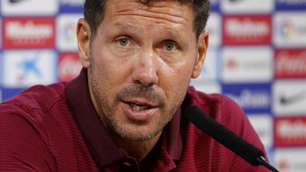 Diego Pablo Simeone, durante la rueda prensa de este sábado en la ciudad deportiva del Atlético