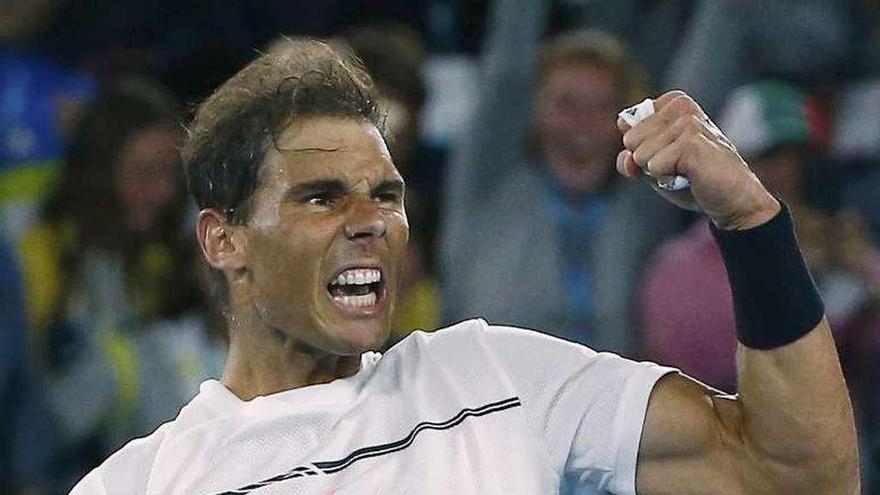 Nadal celebra una de sus victorias del pasado Abierto de Australia.